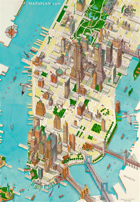 A historic map of New York City tourist attractions